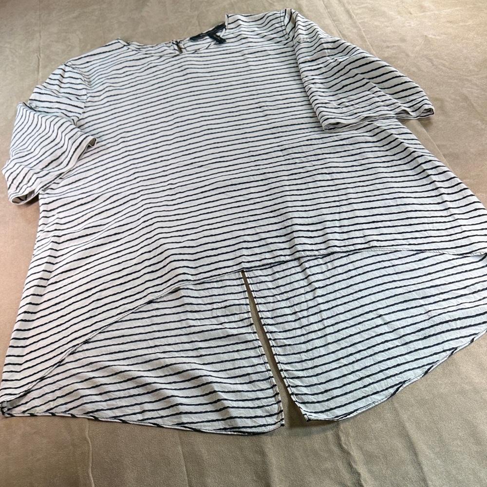 BCBGMaxAzria Black and White Striped Tunic